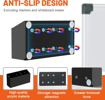 Magnetic Pen Holder for Dry Erase Markers, Strong Magnet, Clear | Sturdy Acrylic Construction, Strong Neodymium Magnet, Holds Multiple Pens and Markers, Fits Whiteboards and Refrigerators