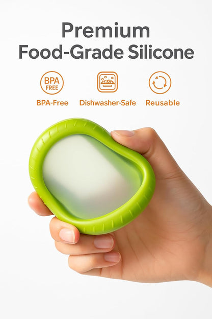 Set of 4 Reusable Fresh Pods – Anti-Oxidation Silicone Food Savers for Avocado, Onion, Tomato, Lemon & Garlic | BPA-Free Airtight Vegetable & Fruit Storage Containers for Fridge