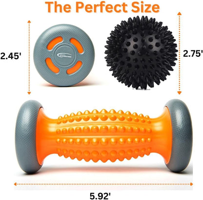 Foot Massage Roller Spikey Ball Set - for Plantar Fasciitis Relief, Acupressure Trigger Point Therapy, Whole Body Muscle Massager for Heel & Foot Arch Pain, Wrist, Shoulder & Neck