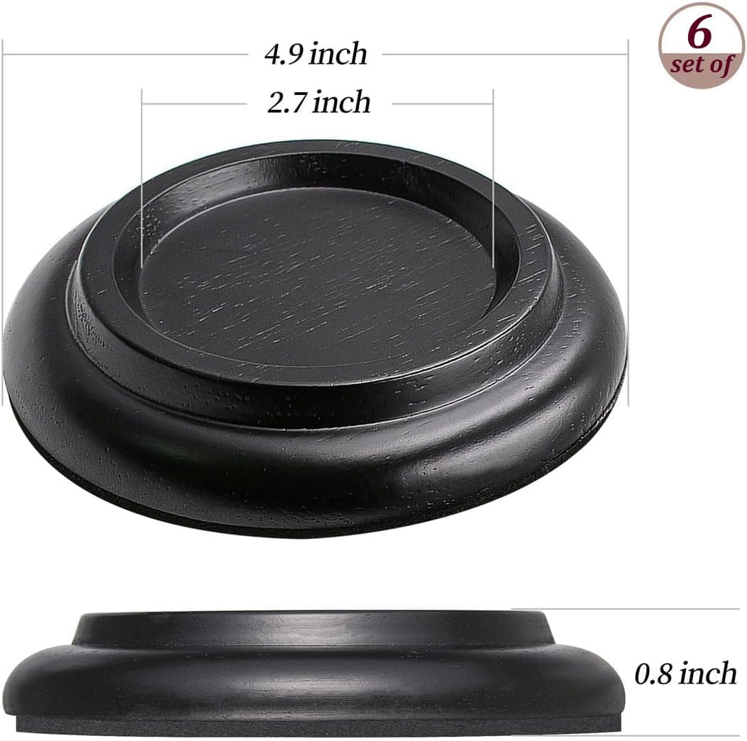 Piano Caster Cups Grand Piano Caster Cups Piano Leg Hardwood Cups Pads for Grand Piano (Wood Black, Set of 3)