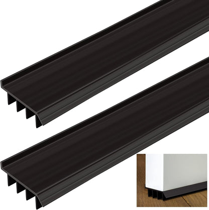 2 Pcs 3 Feet Brown Vinyl Door Bottom Adjustable Weatherstrip Door Bottom with Drip Cap Weatherproof Under Doors Seal for Gaps from 1/4'' to 9/16'' for 1 3/4'' to 2'' Thick Doors