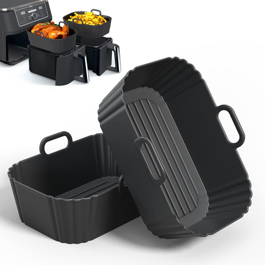Silicone Air Fryer Liners 2 Pack for Ninja 8-10 QT Dual Air Fryers