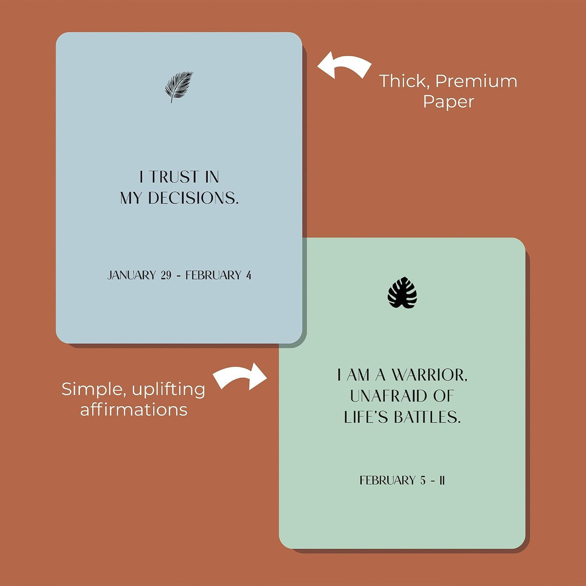 Positive Affirmation Cards Weekly Calendar | 52 Aesthetic Encouragement Mindfulness Desk Cards for Every Week of the Year, Daily Self Mantras For Mental Wellness, Great Motivational Gift For Women & Men