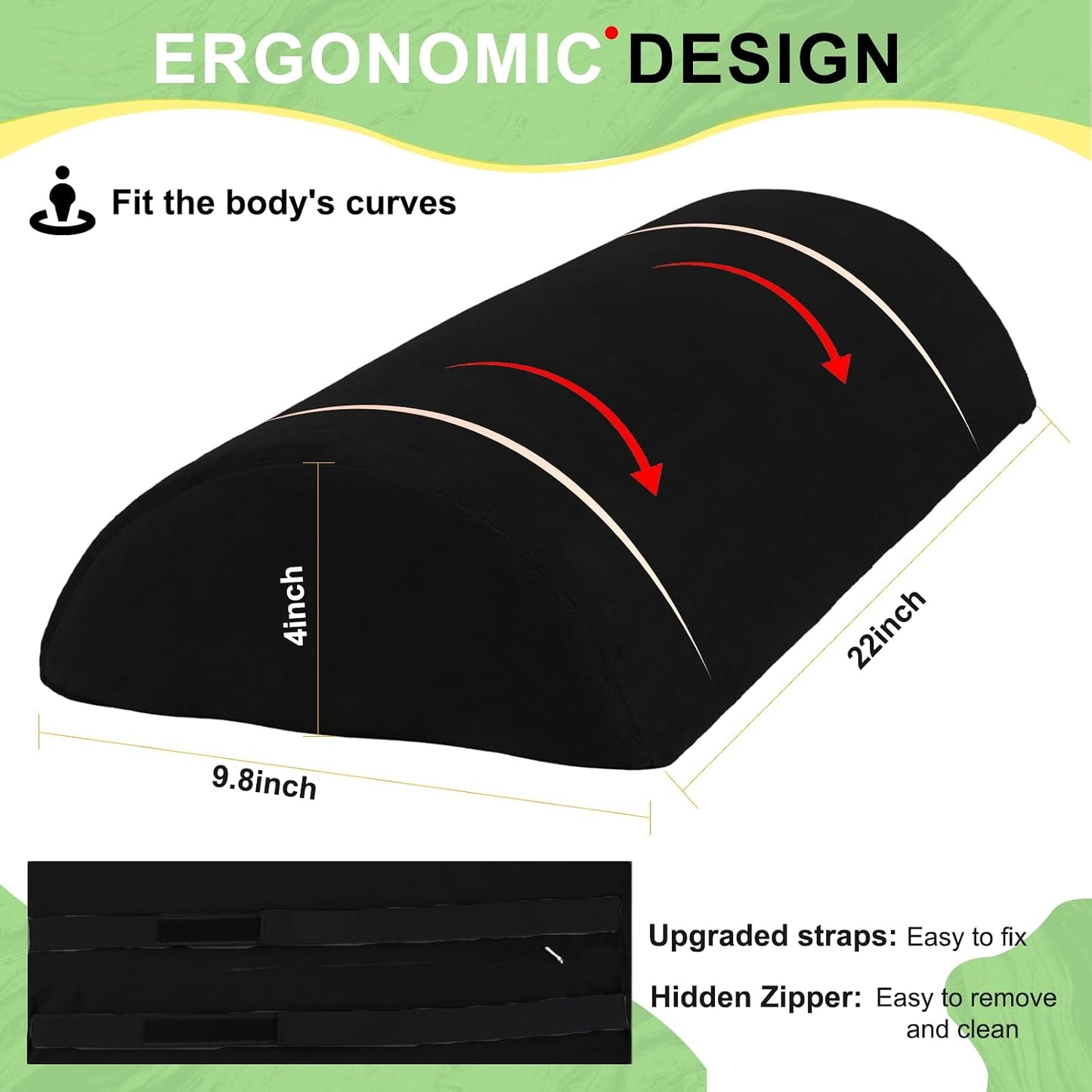 Recliner Foot Pillow, High-Resilience Foam Half-Moon Pillow for Sleeping | Soft and supportive for sleeping or reclining; supports legs, head, back and lumbar area while reducing heel pressure
