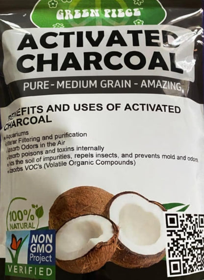 Green Piece® Activated Charcoal Pure - Medium Grain Air Purifying Bag - Kid/Pet Friendly Air/Water Fresheners - Odor Absorber - Resealable Bag - SUPER CLEAN - Made by Green Piece (1 Pound)