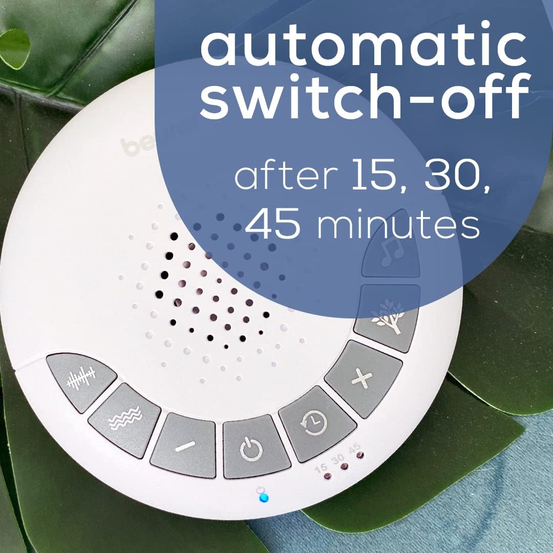 Beurer White Noise Machine with 4 Soothing Sounds | Sound Machine with Auto Shut-Off Sleep Timer | Portable White Noise Machine for Adults, Kids & Babies | Dreamsound Sleep Machine, SL15