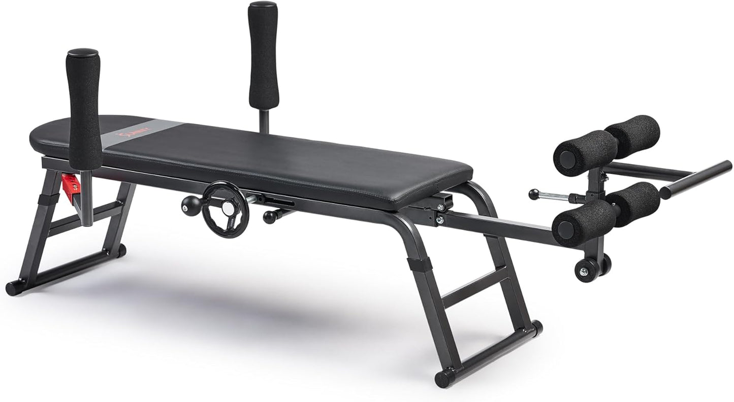 Sunny Health & Fitness Decompression Stretch Table for Back Pain Relief | No-Hang Inversion Therapy, 400LB Capacity, Precise Stretch Control, Spinal Alignment Support, Improved Flexibility