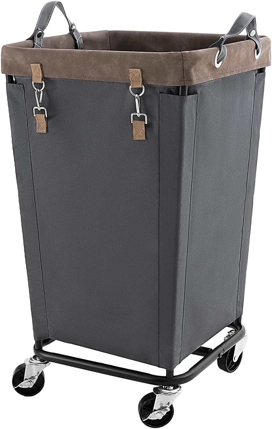 StorageWorks 160L Laundry Basket with Wheels, Rolling Hampers for Clothing | Beige Laundry Basket with Wheels, Metal Frame & Handles, Rolling Hamper for Bedroom, Bathroom, Dorm, Hotel