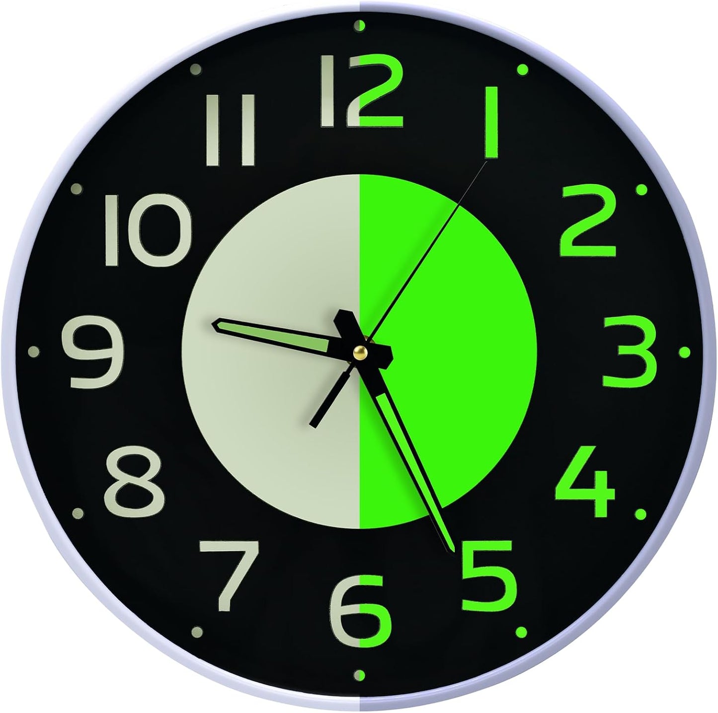 12'' Glow in the Dark Wall Clock,Silent & Easy to Read | Battery Operated Non-Ticking Easy to Install Analog Wall Clocks for Living Room Kitchen Office Bedroom
