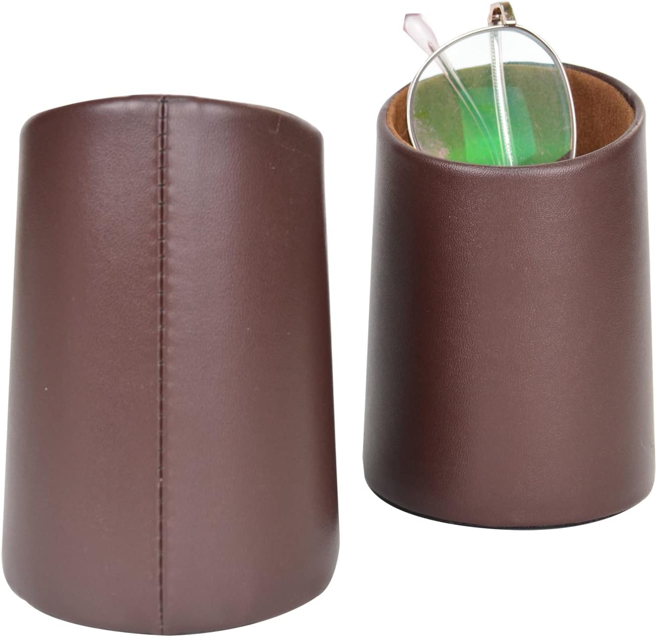 2 Pack Eyeglasses Holder PU Leather Glasses Stand Case Holder for Desks or Nightstands