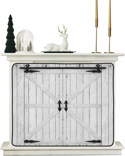 Farmhouse Wood Grain Magnetic Fireplace Cover, Fireplace Draft Blocker, Vintage Country Barn Gate Grey Fireplaces Blanket for Heat Loss/Cold Air, Fireplaces Draft Stopper Cover for Inside 39"x32"