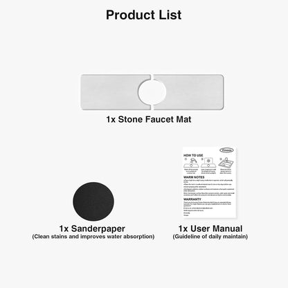 Premium Stone Faucet Mat for Kitchen Sink, 30" x 4" White | Quick Drying & Water Absorbent, Sink Splash Guard Tray for Prevents Moisture Buildup