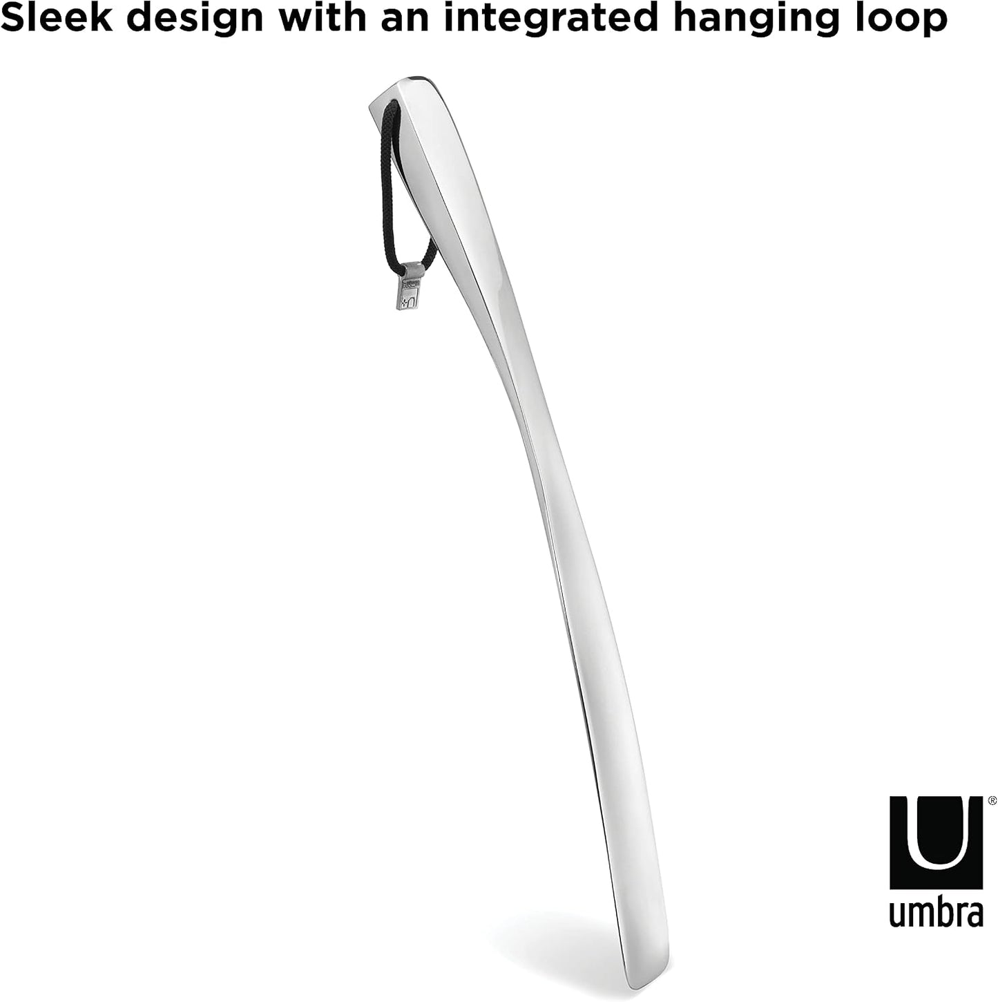 Umbra Shoehorn Premium Silver Long-Handled Metal 18 Inch Horn Stick for Men, Women, Kids, Boots Stainless Steel Heavy-Duty Shoes Remover, Aluminum, 0.4 x 0.4 x 0.4