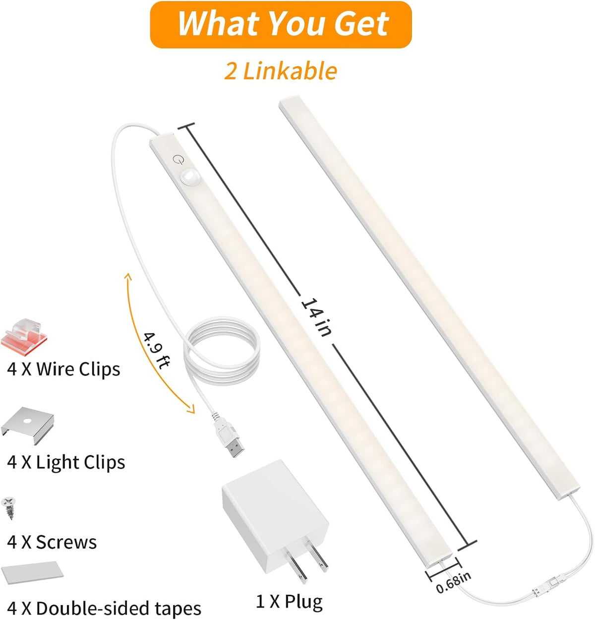 USB Plug-in Motion Sensor Light, ON/Night/Day Modes, Bright&Dimmable