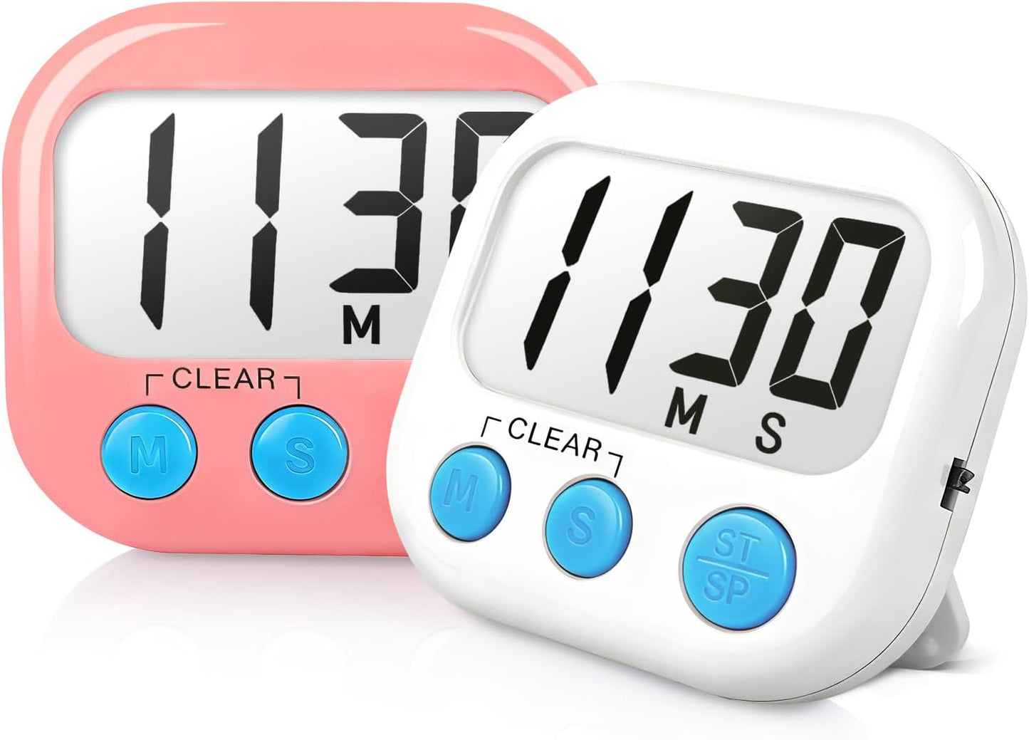 AOUCE Digital Timer for Kids Classroom Timers for Teacher 2 Pack Blue Green | Large Screen, Strong Magnetic, Loud Alarm, Countdown, Pomorodo, Stopwatch, Kitchen Timers for Cooking, Teacher Supplies