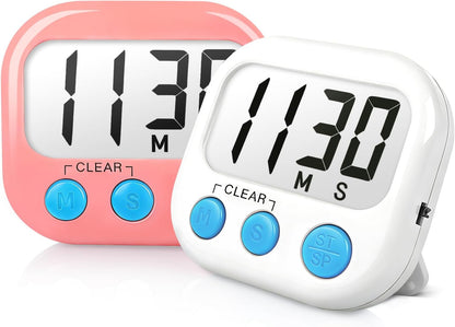 AOUCE Digital Timer for Kids Classroom Timers for Teacher 2 Pack Blue Green | Large Screen, Strong Magnetic, Loud Alarm, Countdown, Pomorodo, Stopwatch, Kitchen Timers for Cooking, Teacher Supplies