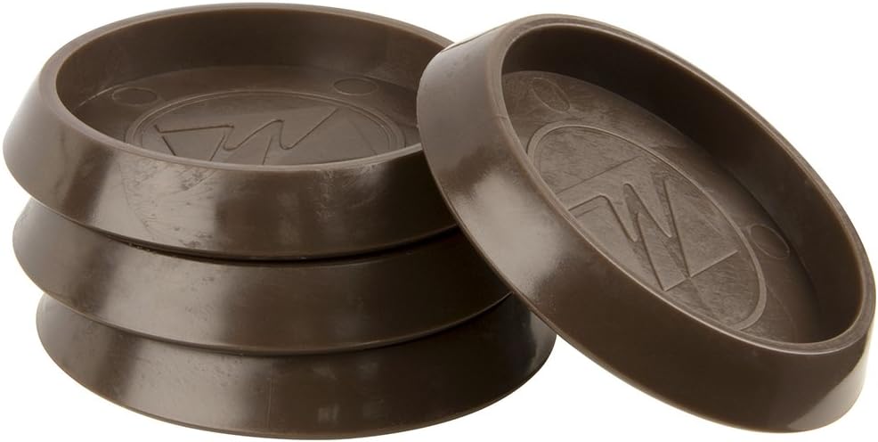SoftTouch 1-1/4" Round Reusable Furniture Caster Cups for Couches, Chairs, Tables on Carpet or Hard Surfaces, Furniture Wheel Caster Cups with Vinyl Base, Set of 4, Brown