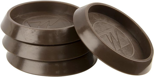 SoftTouch 1-1/4" Round Reusable Furniture Caster Cups for Couches, Chairs, Tables on Carpet or Hard Surfaces, Furniture Wheel Caster Cups with Vinyl Base, Set of 4, Brown