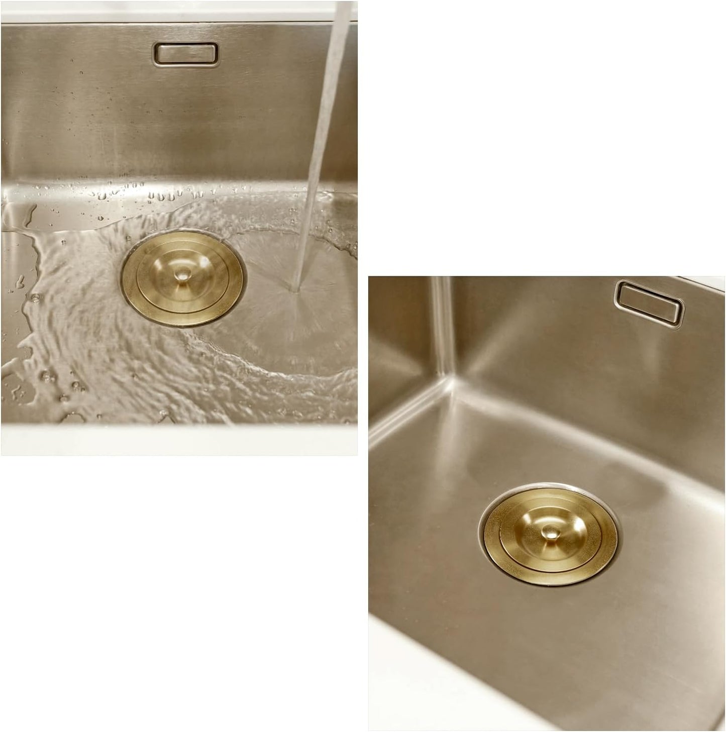 3-1/2 Inch Sink Drain Assembly Kit, Removable Deep Sink Strainer Basket with Sink Stopper/Sealing Lid for Home, Kitchen, Stainless Steel