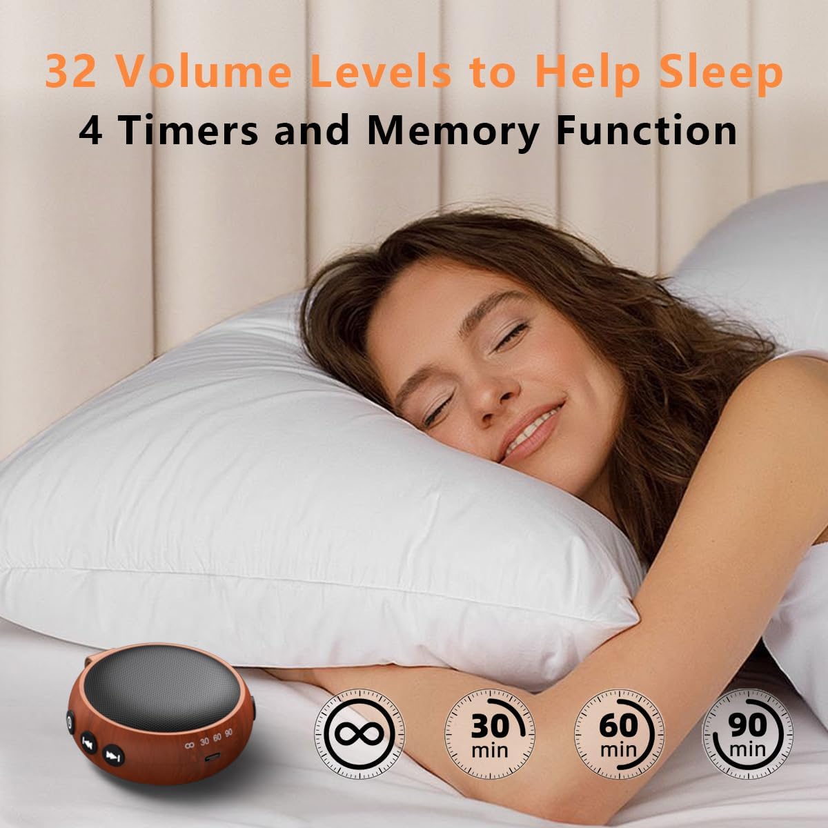 Portable Sound Machine Baby White Noise Machine Travel Noise Machine with 30 Soothing Sounds for Newborn Kids Adults Battery Sleep Brown Noise Masker 4 Timers Memory Function for Travel Home Office