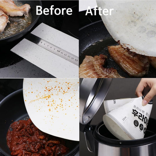 20pc Kitchen Essential Disposable Pulp Frying Cap, Grease Splatter & Oil Splash Guard, Adjustable Universal Cooking Screen Lid for Microwave, Frying Pan, Skillet, Made in Korea