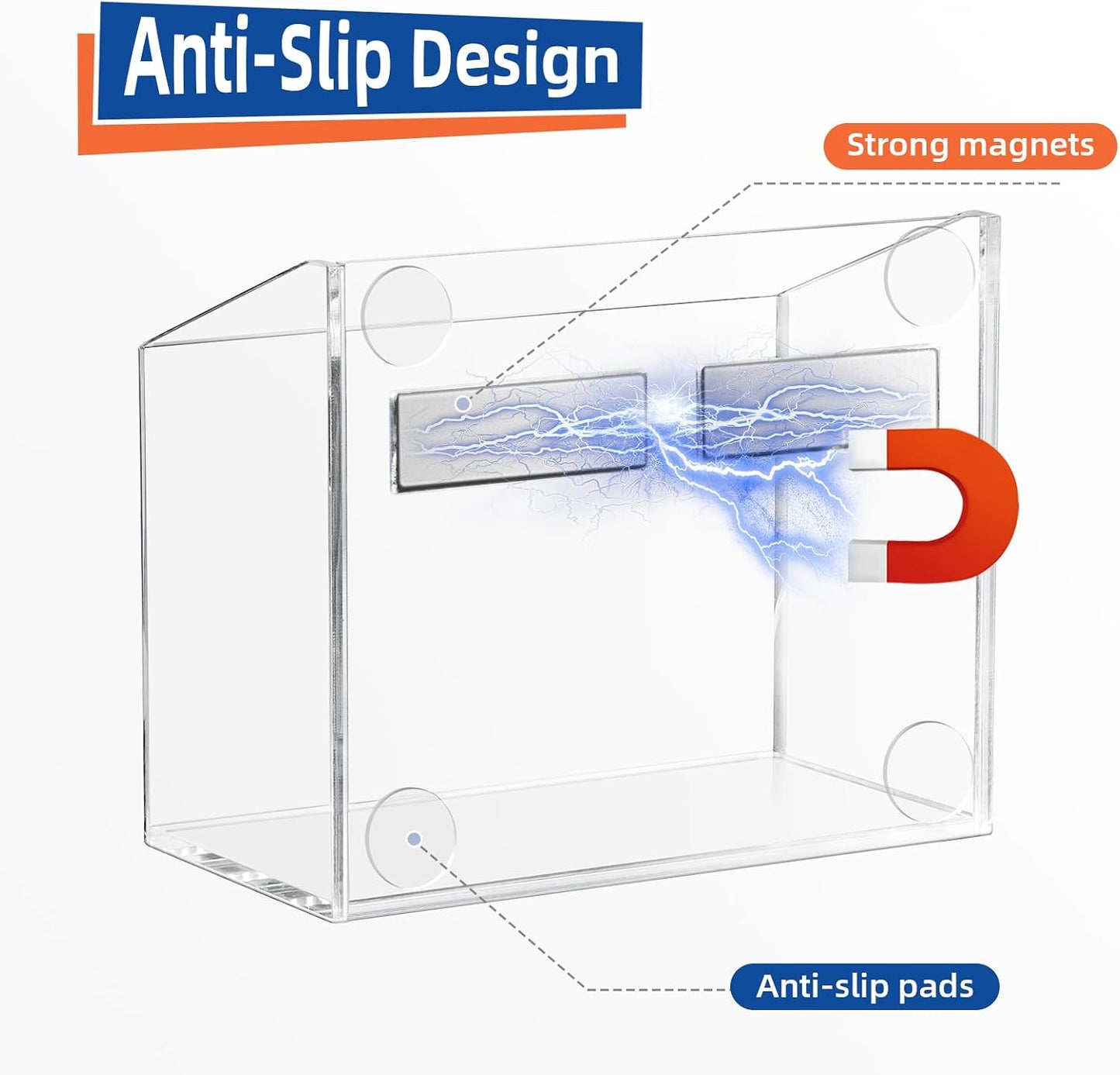 Magnetic Pen Holder, Acrylic Dry Erase Marker Holder | Magnetic Pen Holder for Refrigerator, Whiteboard, Pens, Pencils, Non-slip Acrylic Magnetic Marker Holder, Transparent, 1 Pack