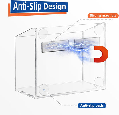 Magnetic Pen Holder, Acrylic Dry Erase Marker Holder | Magnetic Pen Holder for Refrigerator, Whiteboard, Pens, Pencils, Non-slip Acrylic Magnetic Marker Holder, Transparent, 1 Pack