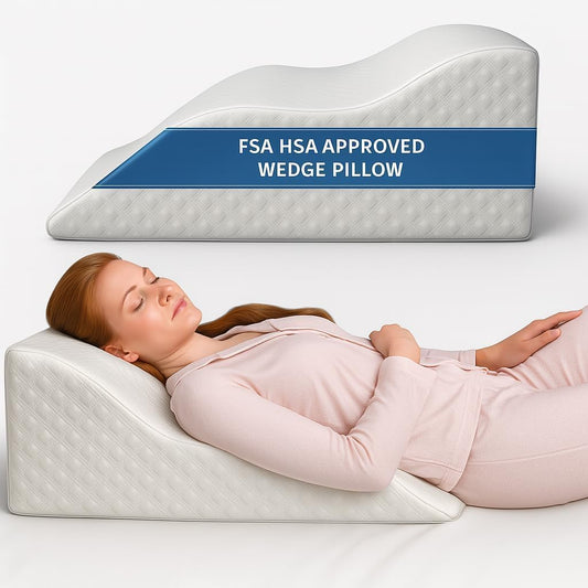 Aeris Wedge Pillow for Sleeping, Acid Reflux, and Snoring - Memory Foam Bed Wedge, 19-Degree Incline - Post-Surgery Recovery, Reading, Leg Elevation - Machine-Washable Cover