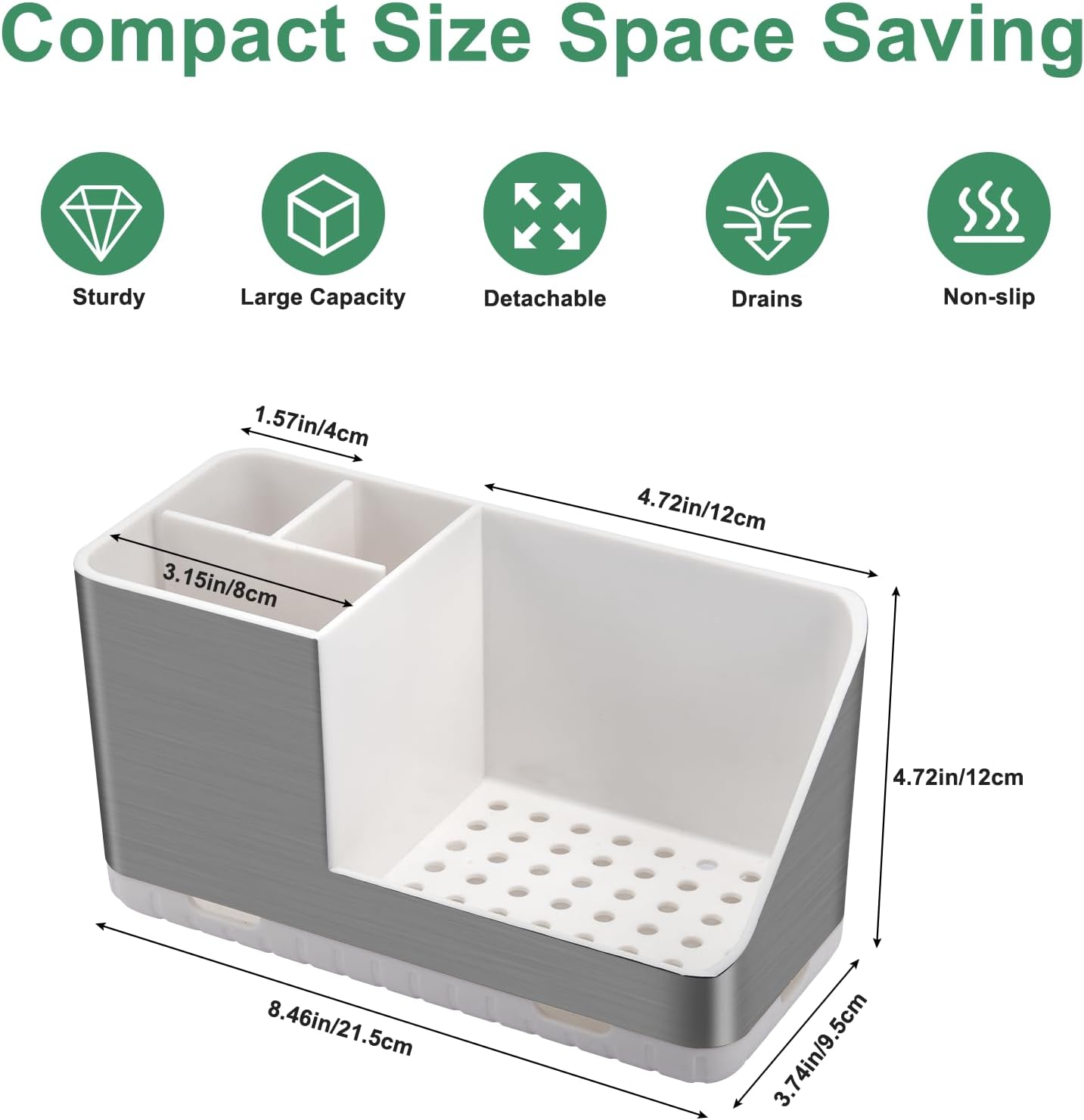 Toothbrush Holders for Bathroom Counter Organizer and Storage (White) | Easy To Clean, Drainage, Non-Slip, Detachable, Kids Electric Toothbrush and Toothpaste Holder for Bathroom