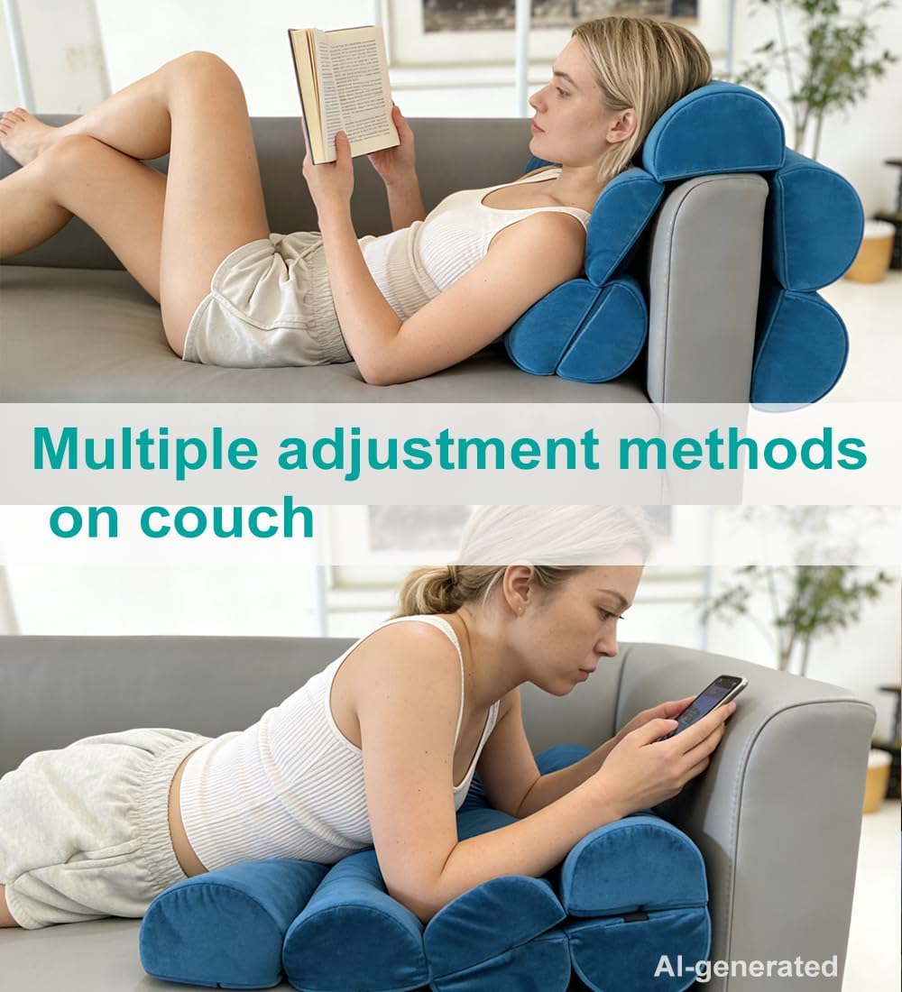 Lumbar Support Pillow for Office Chair,Multiple Adjustable | Back Support for Office Chair High Back/Couch/Sitting on Bed,Patented 6 Semi Cylindrical Back Cushion,Short Velvet Cover