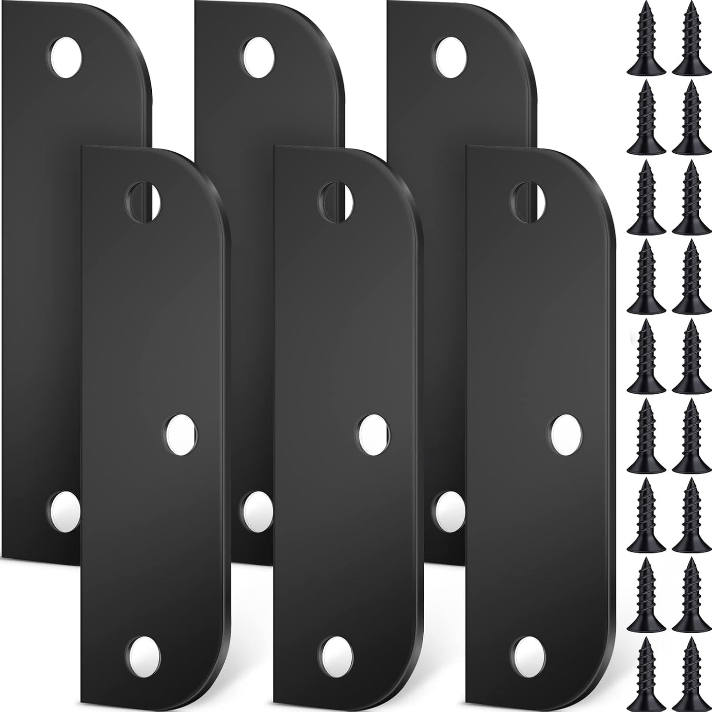 6 Set Door Hinge Filler Plates Kit, 3.5 Inch with 5/8 Inch Stainless Steel Hinge with Matching Screws, Blanks Metal Door Edge Filler Cover Plate Shims Spacer