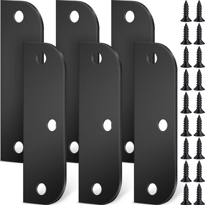 6 Set Door Hinge Filler Plates Kit, 3.5 Inch with 5/8 Inch Stainless Steel Hinge with Matching Screws, Blanks Metal Door Edge Filler Cover Plate Shims Spacer