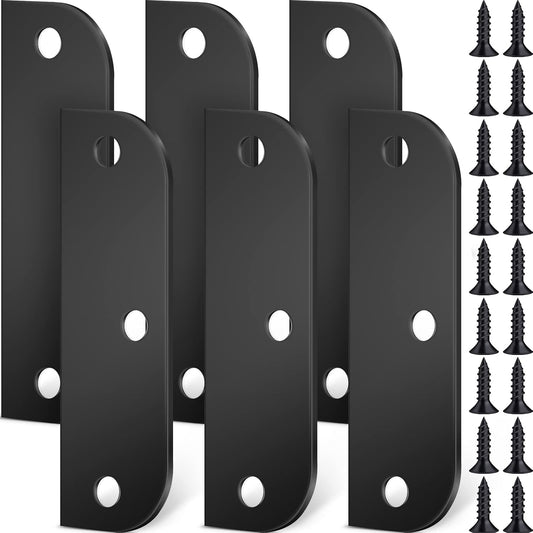 6 Set Door Hinge Filler Plates Kit, 3.5 Inch with 5/8 Inch Stainless Steel Hinge with Matching Screws, Blanks Metal Door Edge Filler Cover Plate Shims Spacer