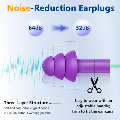 Leffis 20 Pairs Reusable Silicone Ear Plugs, Noise Cancelling Earplugs | High NRR 32dB Earplugs for Sleeping, Snoring, Swimming & Studying, Waterproof Soft Christmas Tree Cordless Ear Plugs