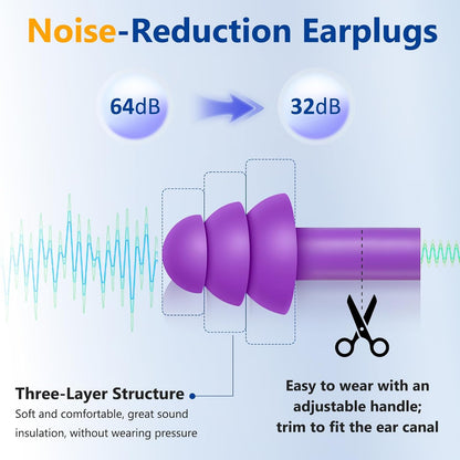 Leffis 20 Pairs Reusable Silicone Ear Plugs, Noise Cancelling Earplugs