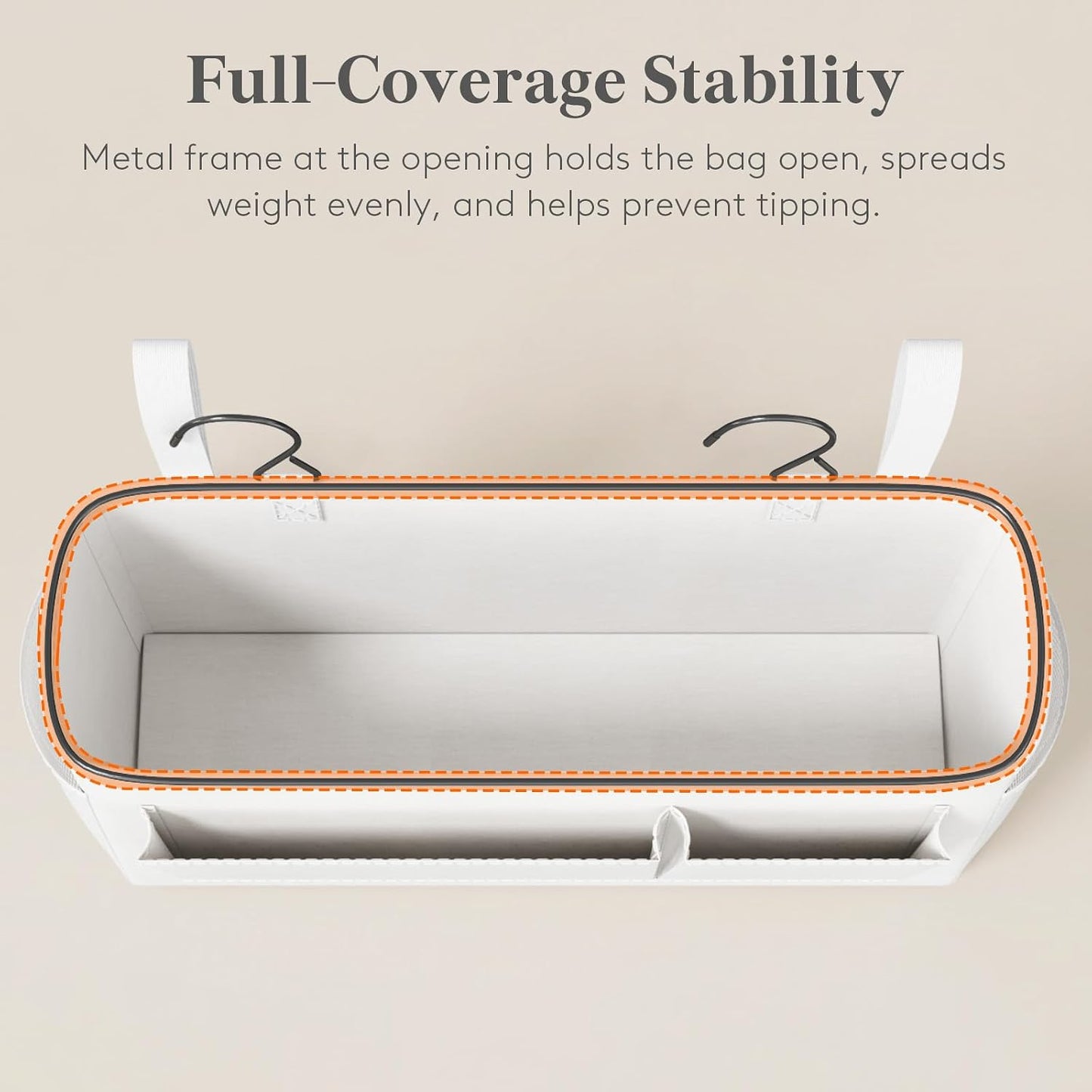 Lifewit Bedside Caddy Storage Organizer, Hanging Storage Bag with Fixed Straps, Book Remotes Holder for Home, College, Dorm, Bunk, Hospital, Crib Bed Rails, White