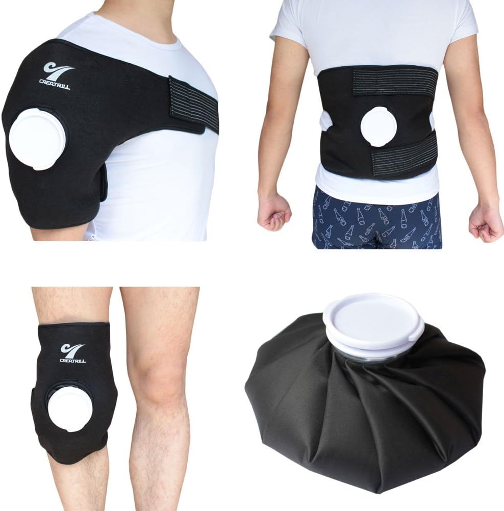 Reusable Hot Cold Therapy Ice Bag Pack (9") Neoprene Core Wrap with Elastic Strap, Portable Moist Heating Brace First aid Ice Compression Sleeves Pain Relief Pad