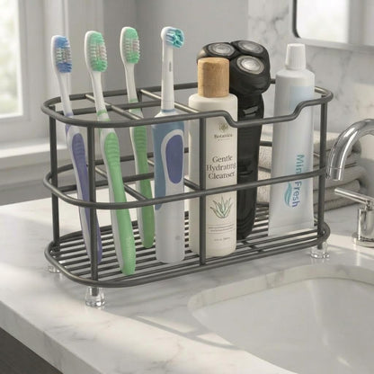 Bathway Toothbrush Holder for Bathroom, 6.9"L x 3.4"W x 4"H, Matte Black, L | Waterproof, Rust-Proof, More Durable, Multifunctional, Large-Capacity, Non-Slip, Anti-Tip, Self-Draining, Stylish Appearance