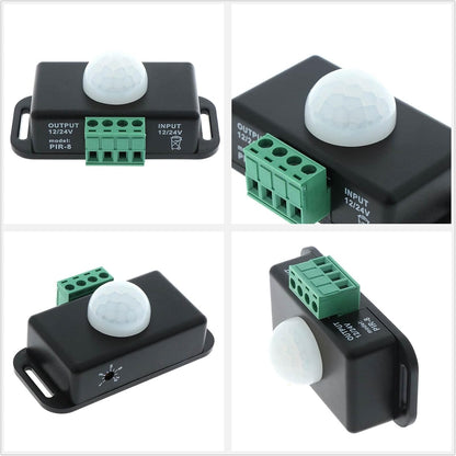 DC 12V 24V PIR Sensor LED Motion Sensor Switch,Body Infrared Sensing Controller for Timer Flexible LED Automatic Light Strips, 2Pack
