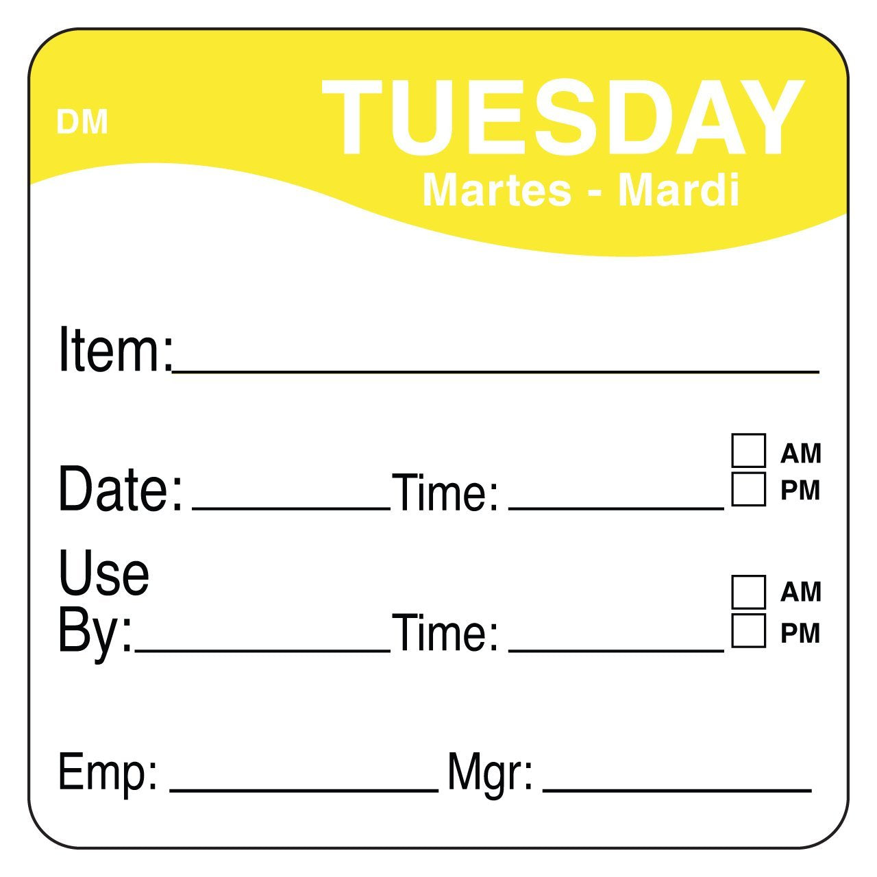 DayMark Day of the Week 2" Square Dissolvable Labels, Monday-Sunday, Label Dispenser Included (1,750 labels)