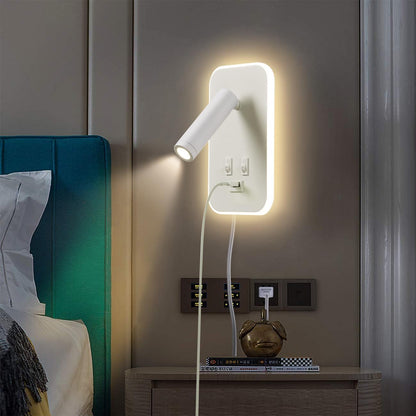 Wall Mounted LED Reading Light for Bed Headboard, Bedside Wall Sconces USB Charging, Night Light for Bedroom, Ambient Lighting Wall Mounted Sconce for Bedroom, Plug-in or Hardwired, Black