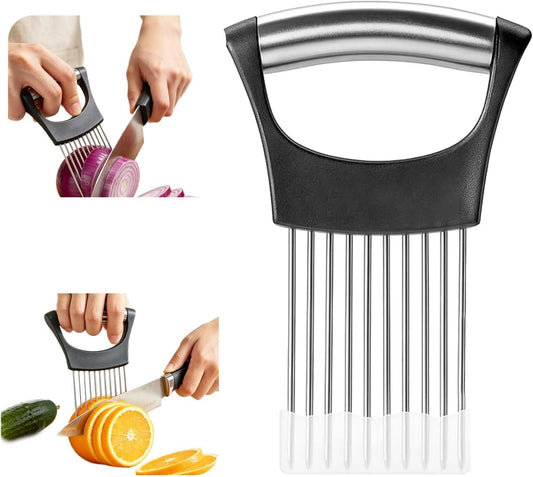 Premium Stainless Steel Onion Slicer, Onion Holder for Slicing, Vegetable Cutter Chopper, Fruit Tomato Slicer, Kitchen Gadgets