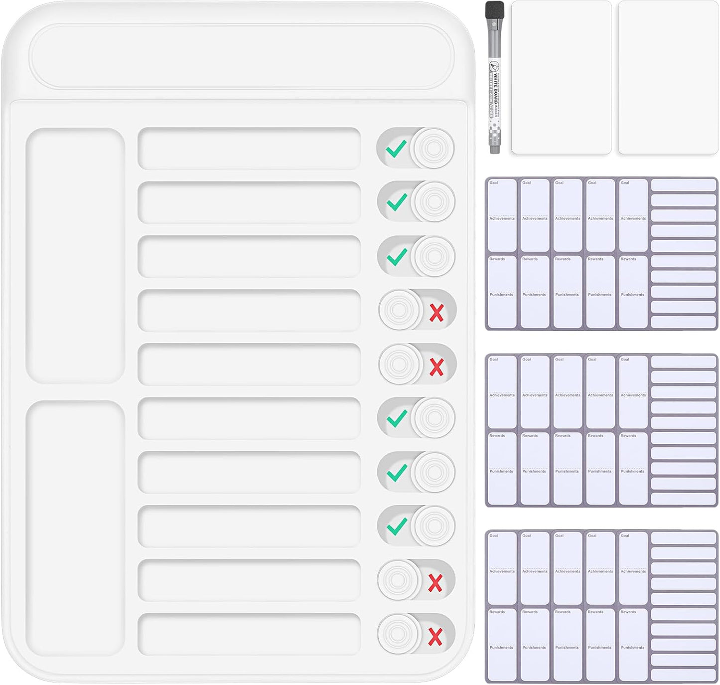 Dry Erase Chore Chart for Kids to Do List Magnetic Checklist Board Reusable RV Daily Routine Schedule Planning Boards with Blank Checklist Cardstock for Habit Tracker or Daily and Weekly Planner