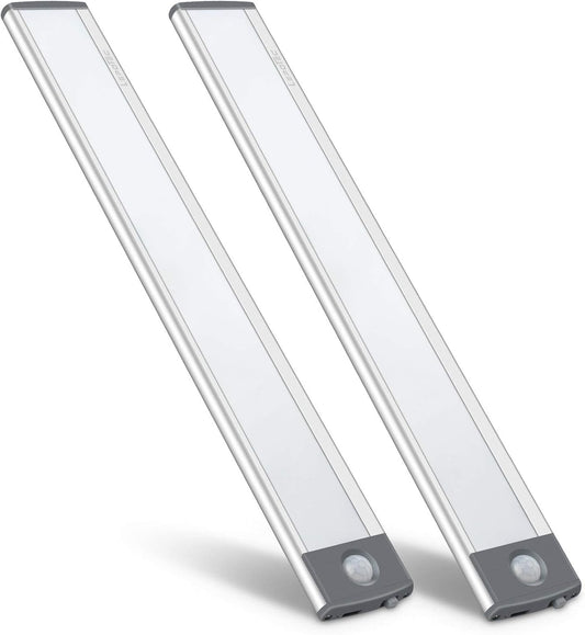 LED Motion Sensor Light,Under Counter Lighting, Wireless USB Rechargeable Kitchen Night Lights,Battery Powered Operated Light,54-LED Light for Wardrobe,Closets,Cabinet,Cupboard, 2 Count (Pack of 1)