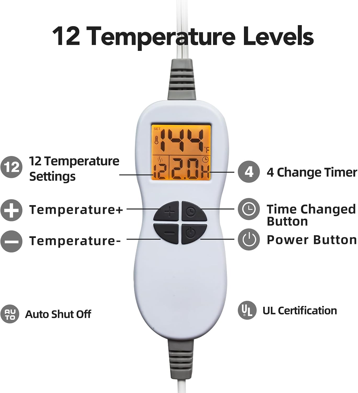 Ambershine 19''x24'' Weighted Neck & Shoulder Heating Pad, 2.5lbs with 12 Temperature Settings& 4 Auto-Off Timers, Pain Relief for Neck/Shoulder/Back(Gray&Blue)