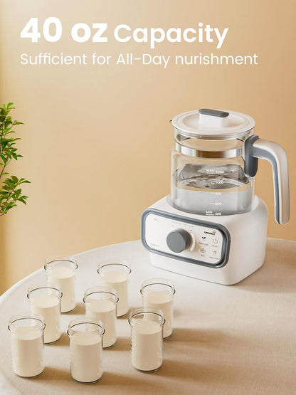 GROWNSY Baby Instant Warmer & Glass Water Boiler with LCD Display and Timer | Accurate Temperature Control for Formula, Coffee and Tea, 1.2 Liter Electric Kettle,Water Warmer for Baby Formula