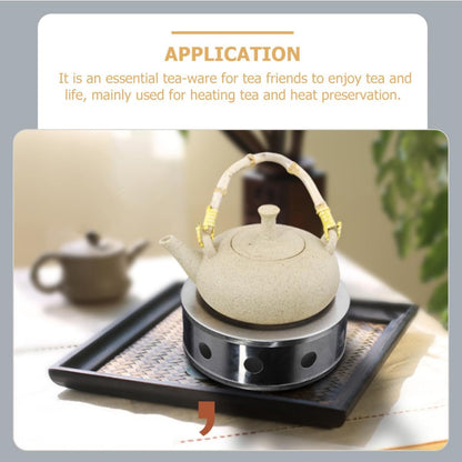 Stainless Steel Tea Pot Heater with Glass Warmer Base, Hollow Teapot Warmer for Office and Home, Portable Teapot Heating Stand with Candle Holder for Tea Accessories