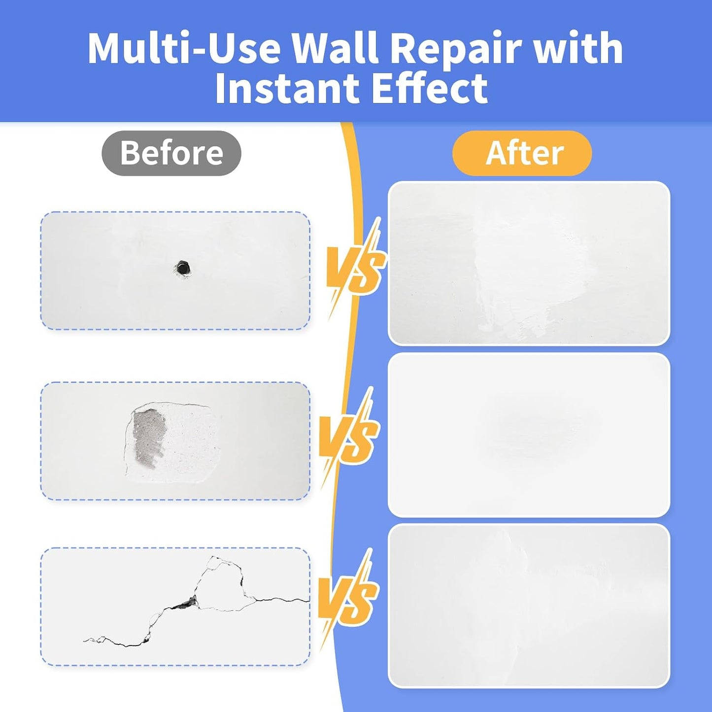 YKF Drywall Repair Kit, 18 oz Ready to Use Quick Dry Wall Repair Paste with Scraper and Self-Adhesive Mesh, White Spackle Putty for Small Holes, Nail Holes, Dents and Cracks