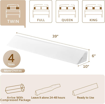 Bedluxe King Bed Wedge Pillow for Headboard, Fill The Gap (0-7")
