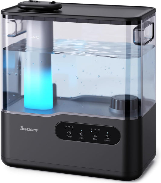 BREEZOME 5L Cool Mist Humidifier for Bedroom 7-Color Mood Light Quiet 25dB | Top Fill, Easy to Clean, Quiet Sleep Mode, Aroma Diffuser, 36H Runtime, 3 Level Mist, Timer for Home Baby Nursery Plants